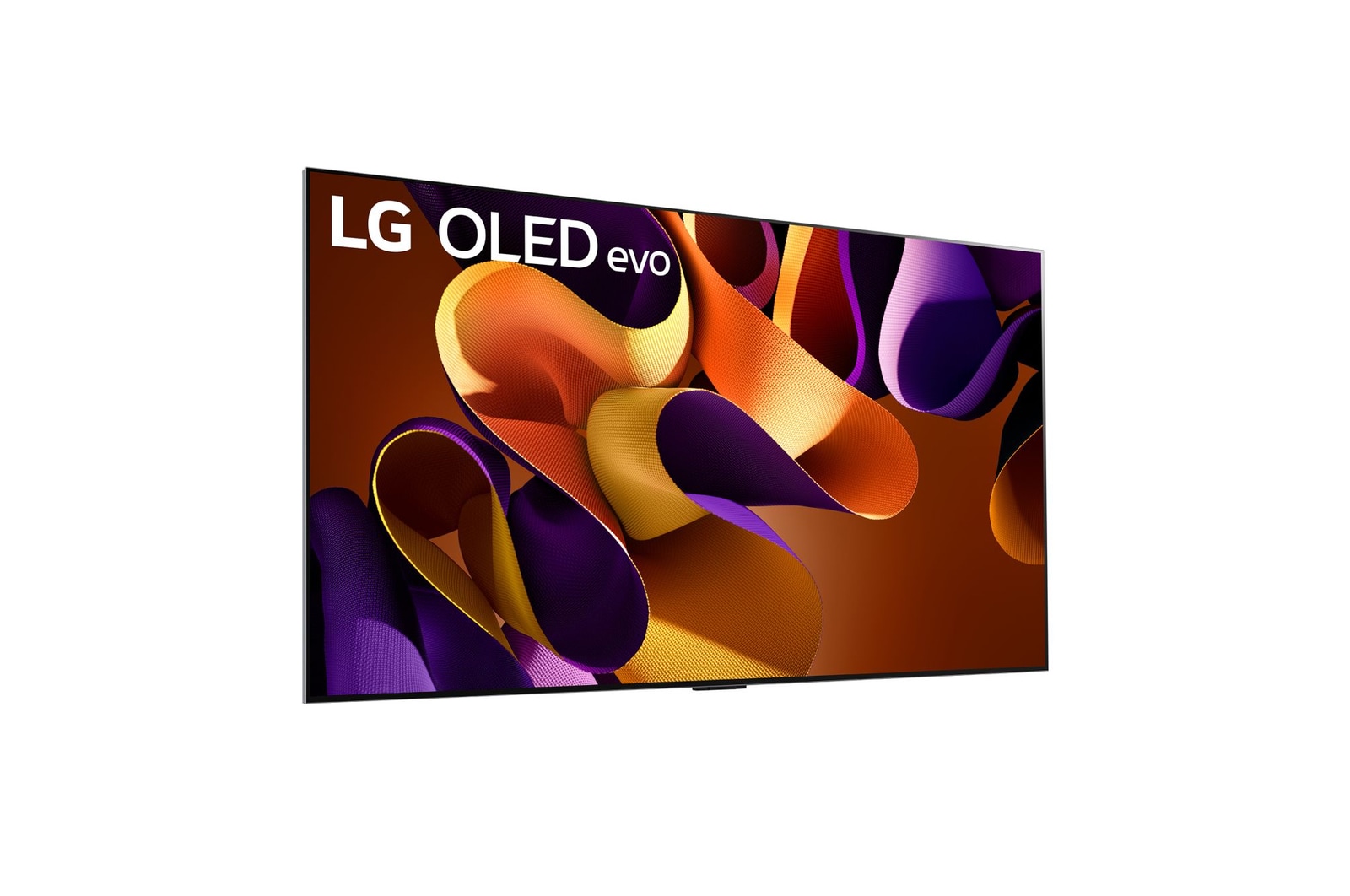 Vista laterale destra del TV LG OLED evo, OLED G4 sulla parete